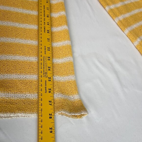 Zara Striped Yellow & White High Waisted‎ Knit Wide-Leg Rustic Trousers Pants M - Picture 11 of 12